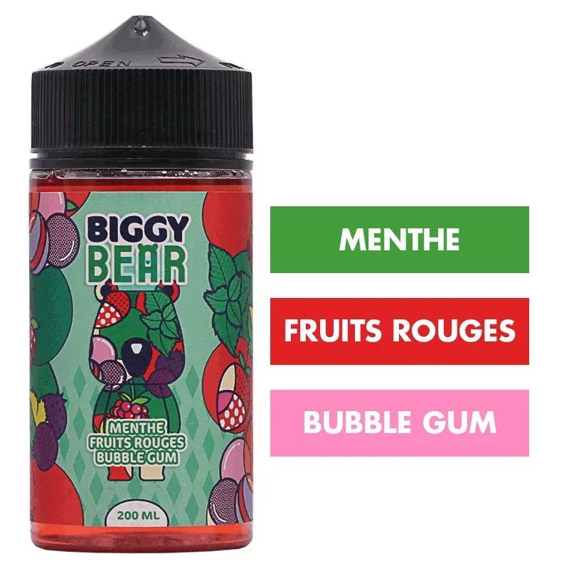 E-liquide Menthe Fruits Rouges Bubble Gum 200 mL - Biggy Bear