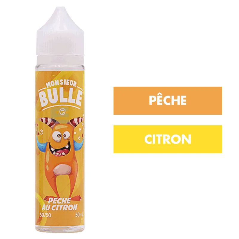 E-liquide Pêche au Citron 50 mL - Monsieur Bulle (Liquideo)